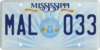MS license plate MAL033