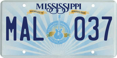 MS license plate MAL037