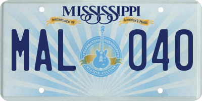 MS license plate MAL040