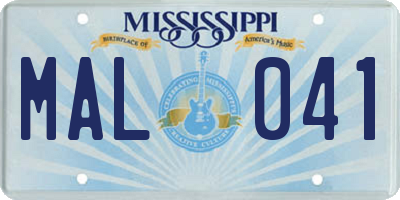 MS license plate MAL041