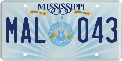 MS license plate MAL043