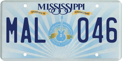 MS license plate MAL046