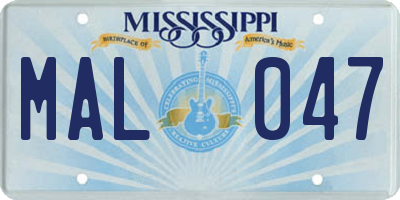MS license plate MAL047