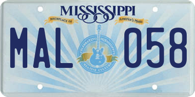 MS license plate MAL058