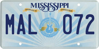 MS license plate MAL072