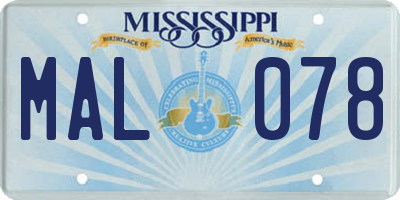 MS license plate MAL078