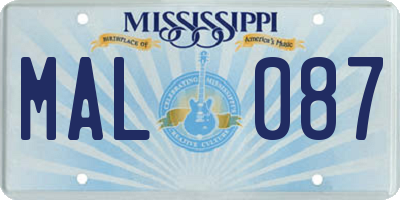 MS license plate MAL087