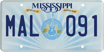 MS license plate MAL091