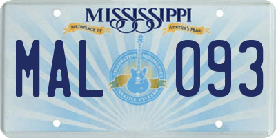 MS license plate MAL093