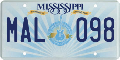 MS license plate MAL098