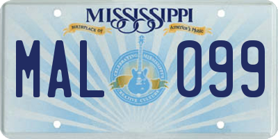 MS license plate MAL099
