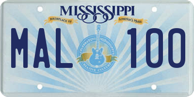 MS license plate MAL100
