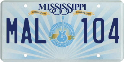 MS license plate MAL104