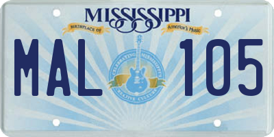 MS license plate MAL105