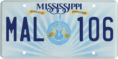MS license plate MAL106