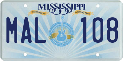MS license plate MAL108