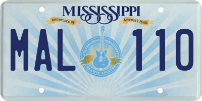 MS license plate MAL110