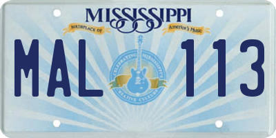 MS license plate MAL113
