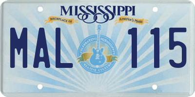 MS license plate MAL115