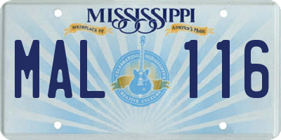 MS license plate MAL116