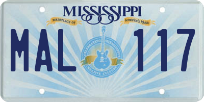 MS license plate MAL117