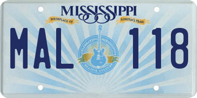 MS license plate MAL118