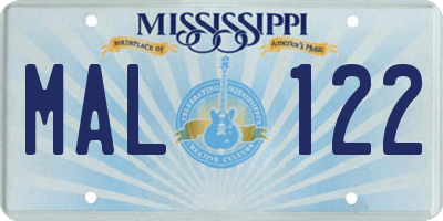 MS license plate MAL122