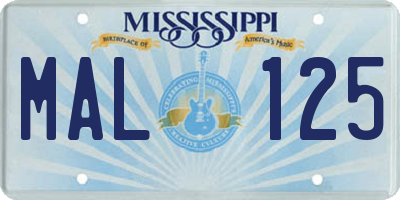 MS license plate MAL125