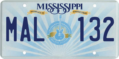 MS license plate MAL132