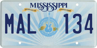 MS license plate MAL134