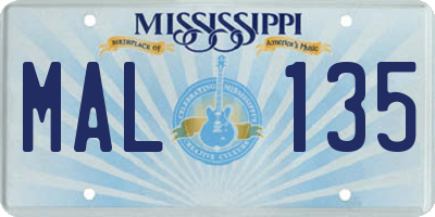 MS license plate MAL135