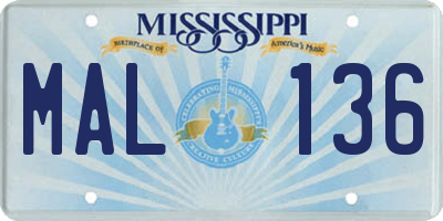 MS license plate MAL136