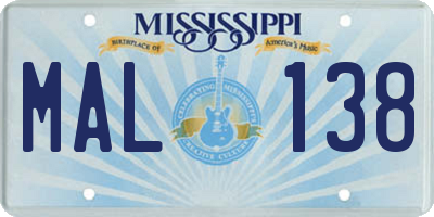MS license plate MAL138