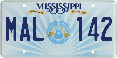 MS license plate MAL142