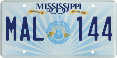MS license plate MAL144