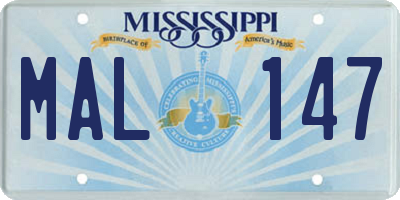 MS license plate MAL147