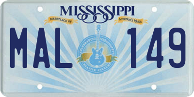 MS license plate MAL149