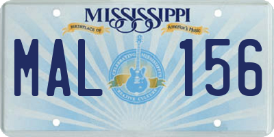 MS license plate MAL156