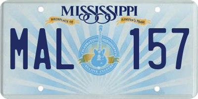 MS license plate MAL157