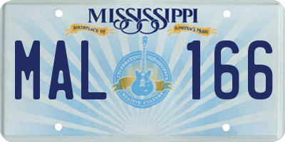 MS license plate MAL166