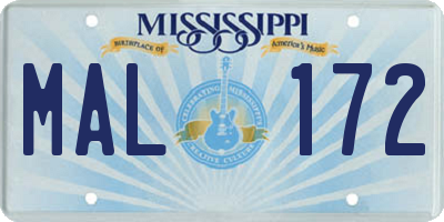 MS license plate MAL172