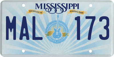 MS license plate MAL173