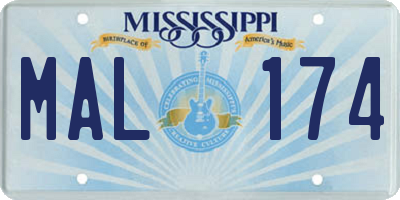 MS license plate MAL174