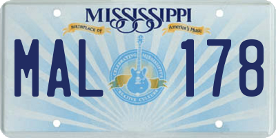 MS license plate MAL178