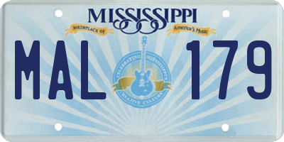 MS license plate MAL179