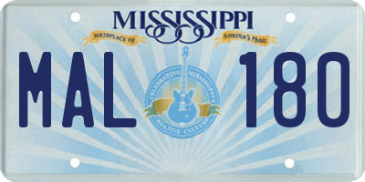 MS license plate MAL180
