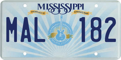 MS license plate MAL182