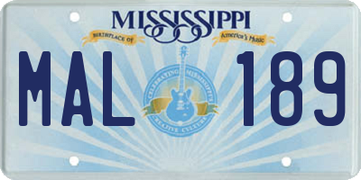 MS license plate MAL189