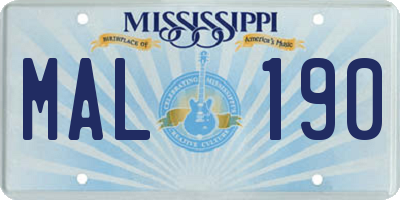 MS license plate MAL190