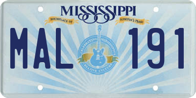 MS license plate MAL191